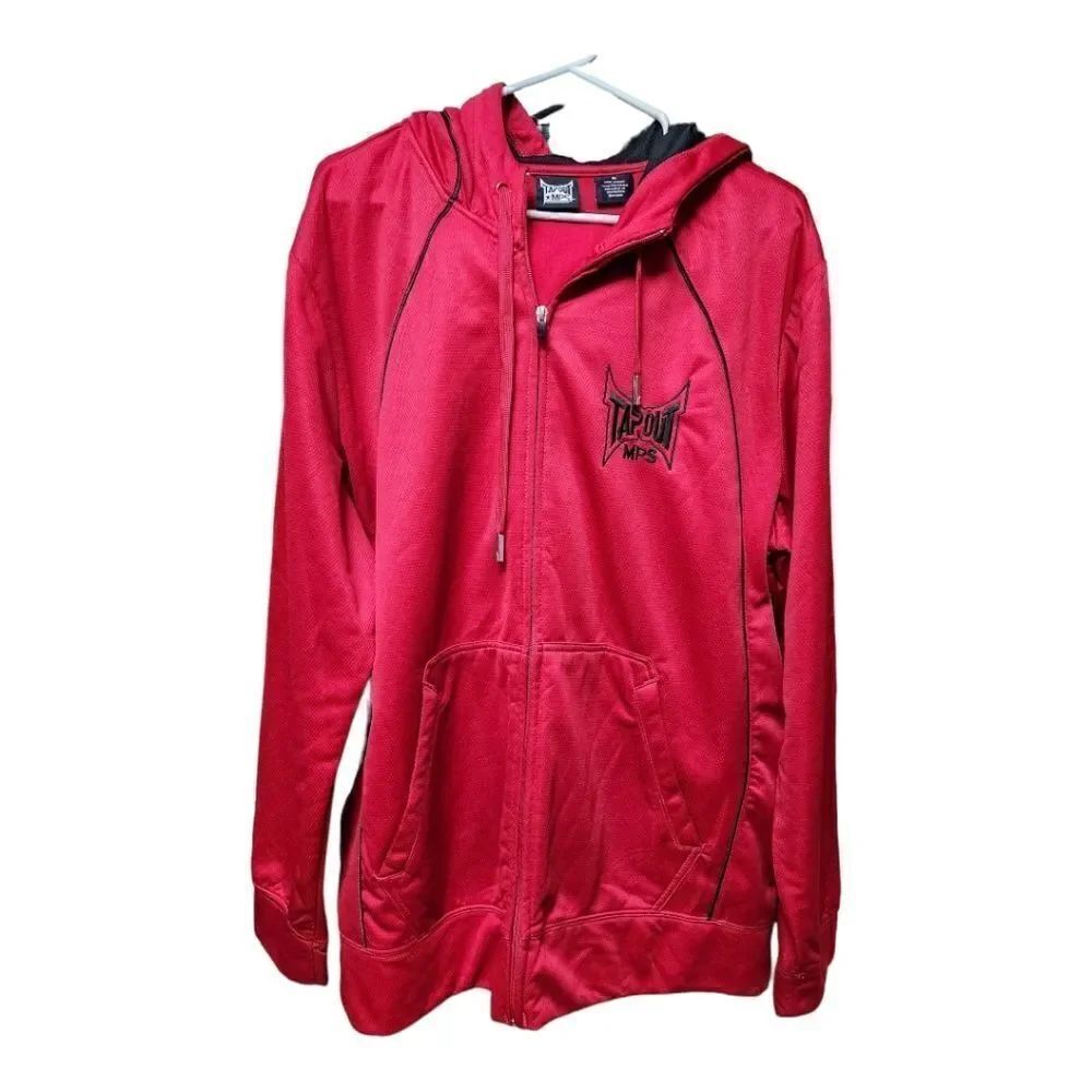1404 - Tapout MPS Zip-Up Drawstring Hoodie Mens XL Red - Like New